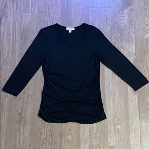 Burberry Matte Jersey Ruched Scoop Neck Top